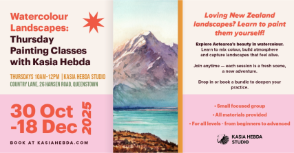 Te Wāhi Toi - Watercolour Landscapes: Thursday Painting Classes with Kasia Hebda - 6 November